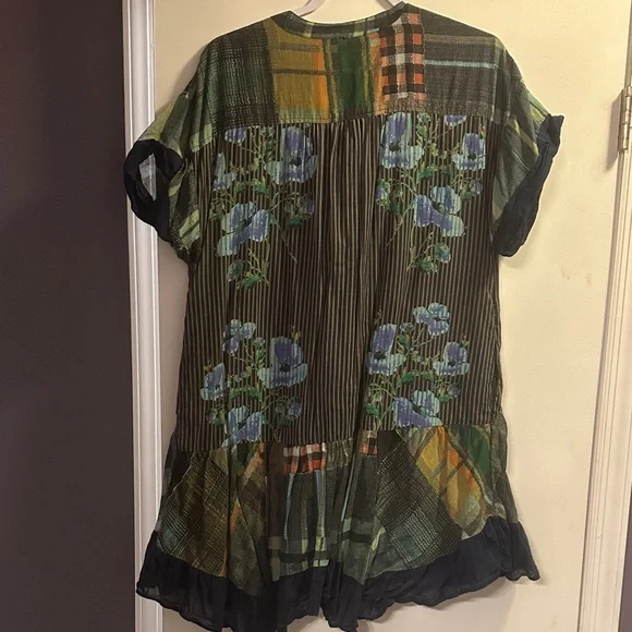 Free People Navy Agnes Floral Plaid Boho Tunic - Picture 5 of 5